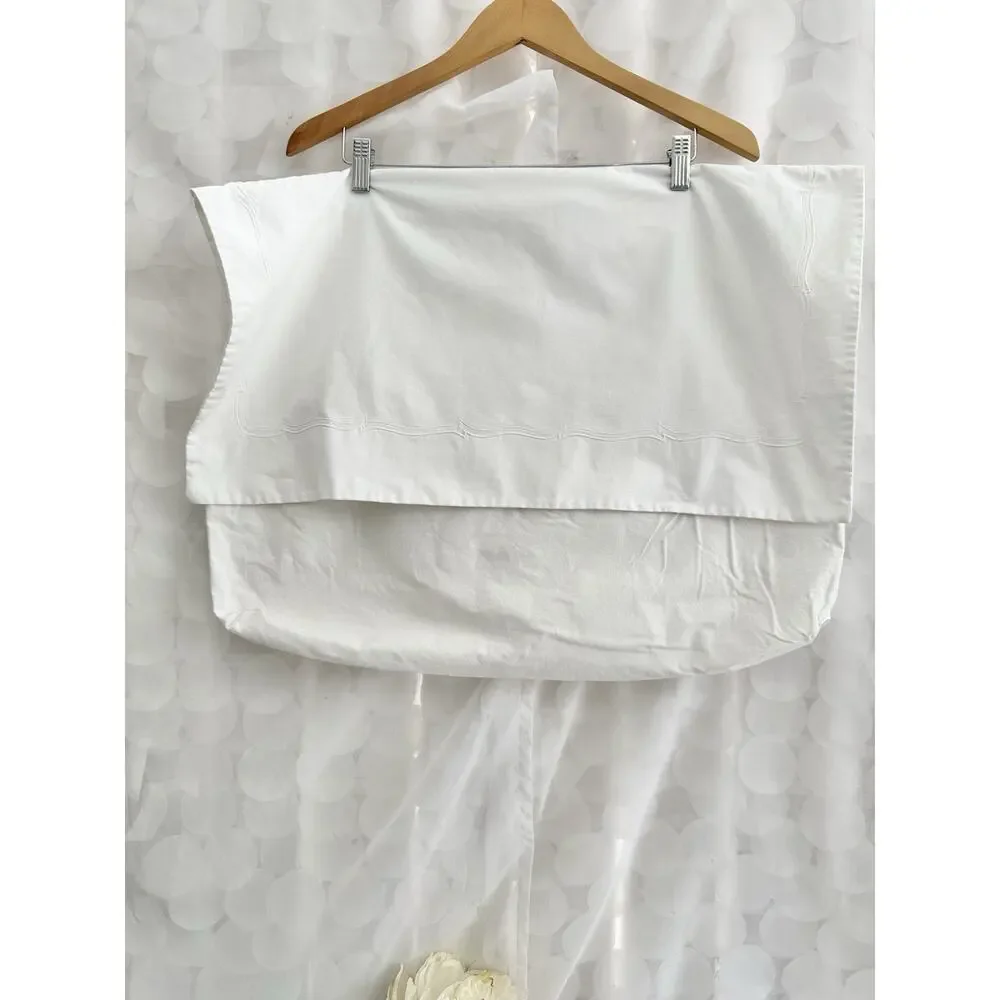 VTG 100% Cotton White Pillow Sham Standard ENVELOPE style EMBROIDERED Set Of 2